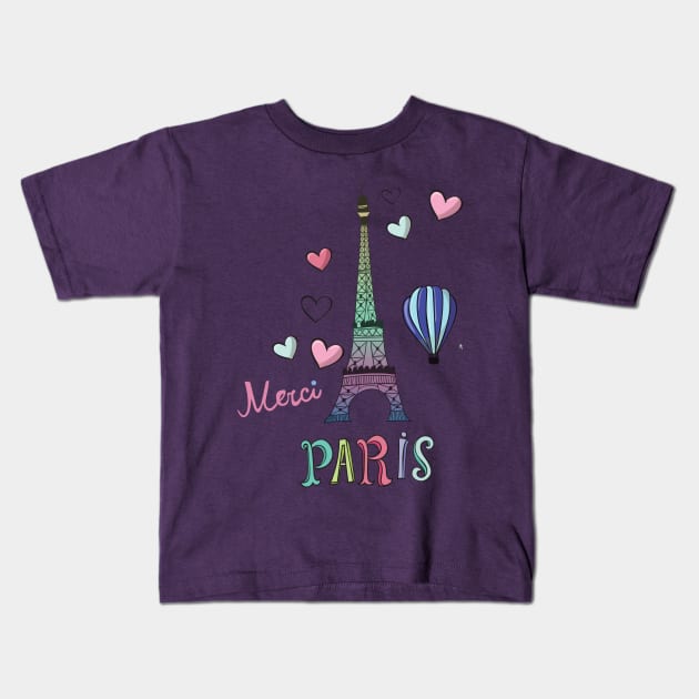 Colorful Paris Art Kids T-Shirt by AlondraHanley